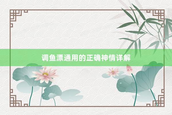 调鱼漂通用的正确神情详解
